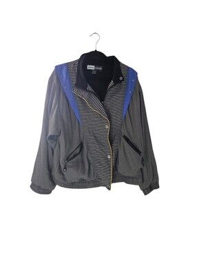 Jamie Sadock Black Striped Jacket Full Zip Multicolor Jacket Size L